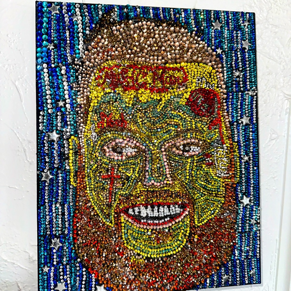 Art piece I did for jelly roll out of crystals and rhinestones